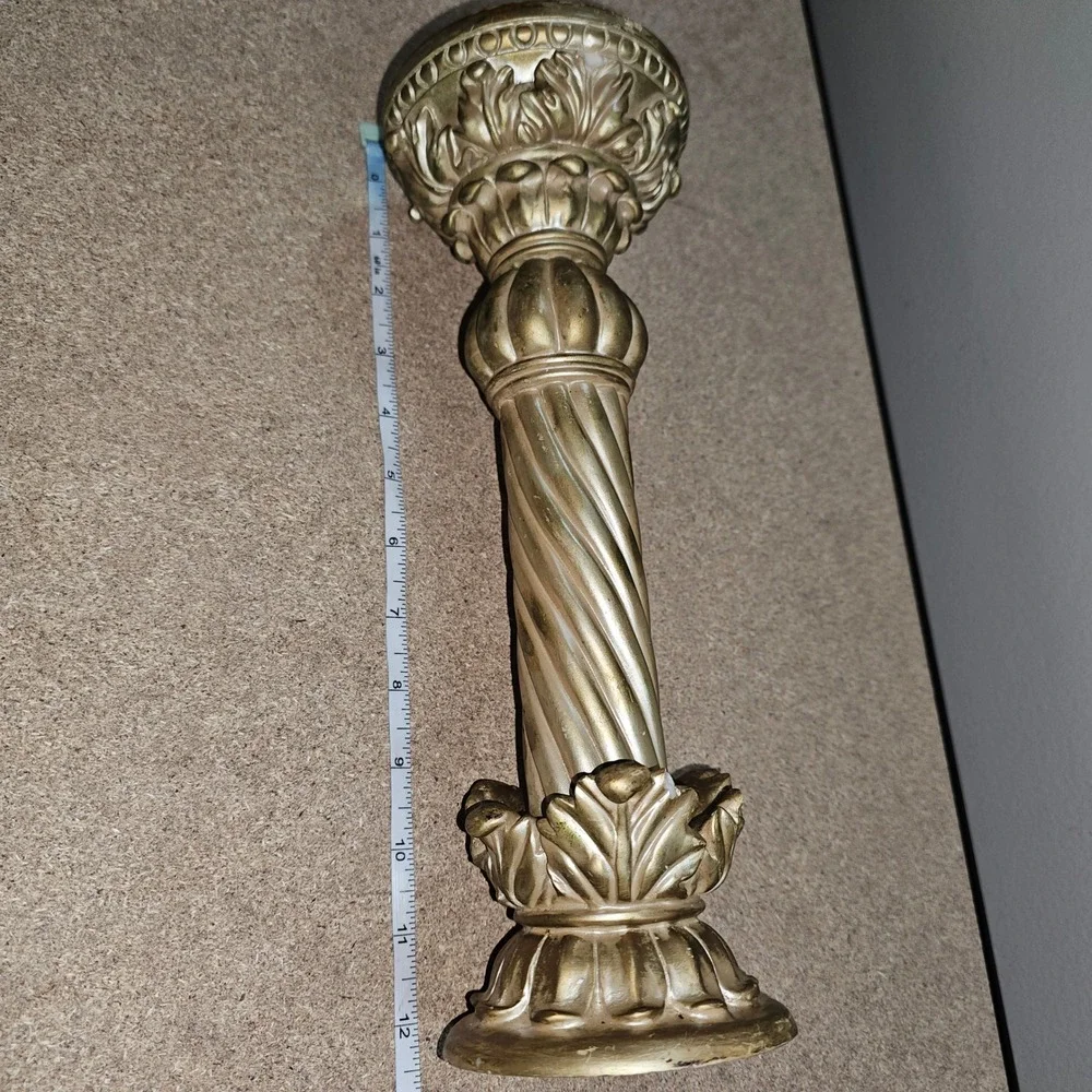 Pillar Candle Holder Home Decor OS Gold Excellent Ornate Neoclassical Column